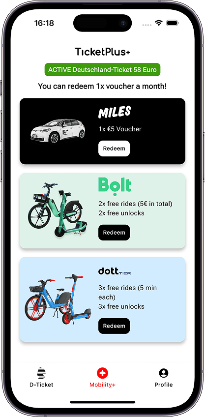 App Sharing Provider Bolt TIER Dott Carsharing Scooter Bike TicketPlus+_ENG