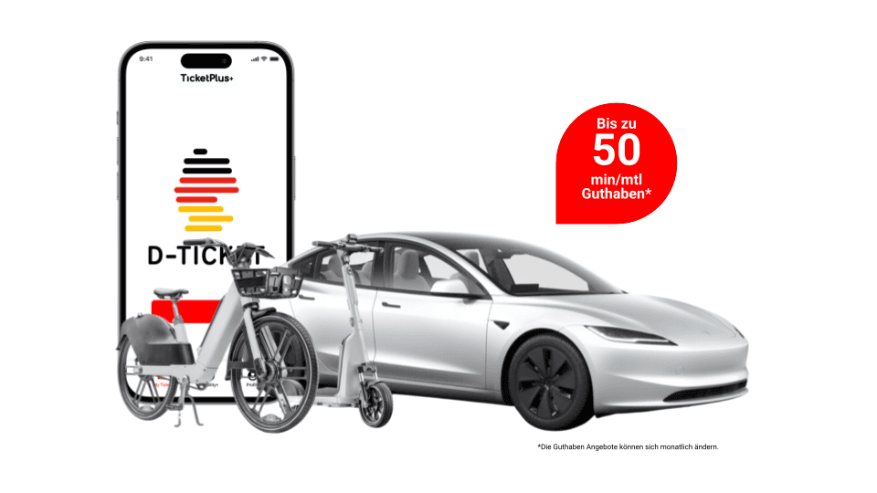 D-Ticket App Screen Pause Bike Scooter Car 13€ ride credit Guthaben TicketPlus+ short