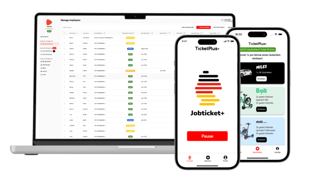 Jobticket+ Laptop App Dashboard