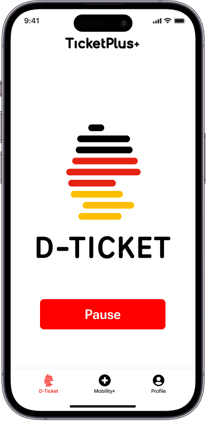 App screen D-Ticket pause button TicketPlus+ Germany Ticket