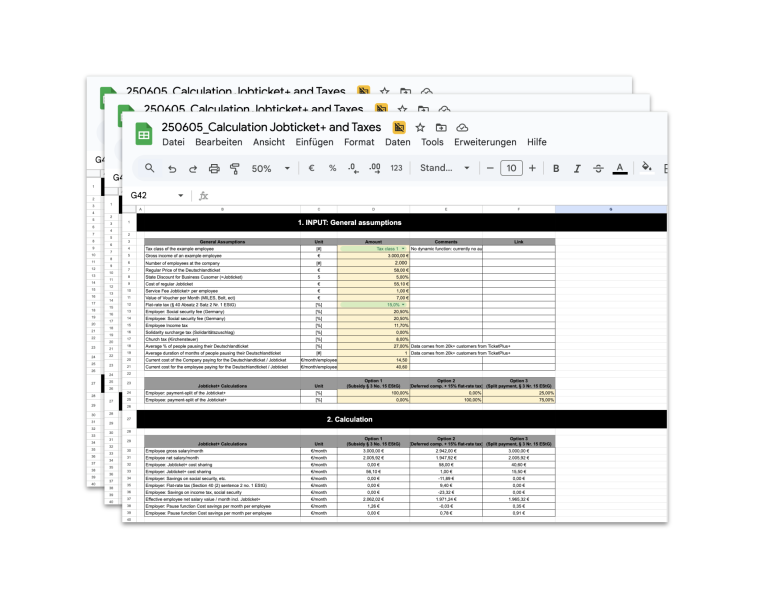 Kostenrechner Jobticket+ Excel Download TicketPlus+ Deutschlandticket