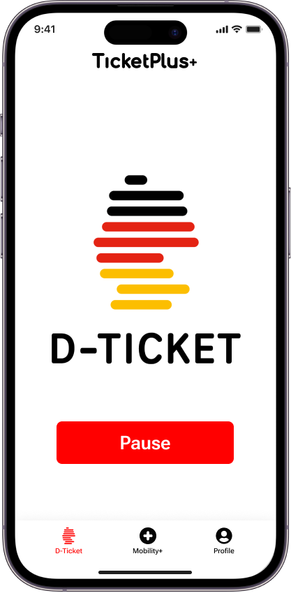 App Screen D-Ticket Pause Button TicketPlus+ Deutschland-Ticket