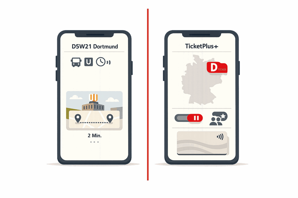 DSW21 (Dortmund) vs. TicketPlus+: Der große App-Vergleich zum 63€-Ticket