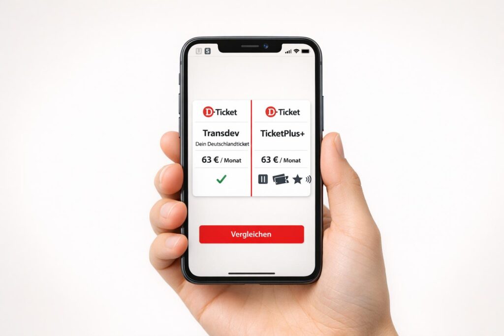 Transdev ("Dein Deutschlandticket") oder TicketPlus+? Anbieter-Vergleich